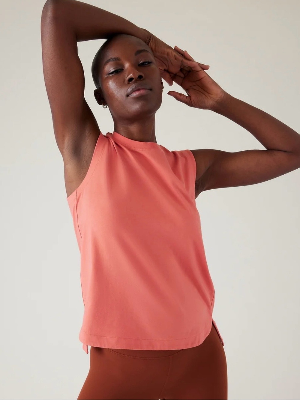 Athleta Coral Sleeveless Effortless Crew Neck Tank med